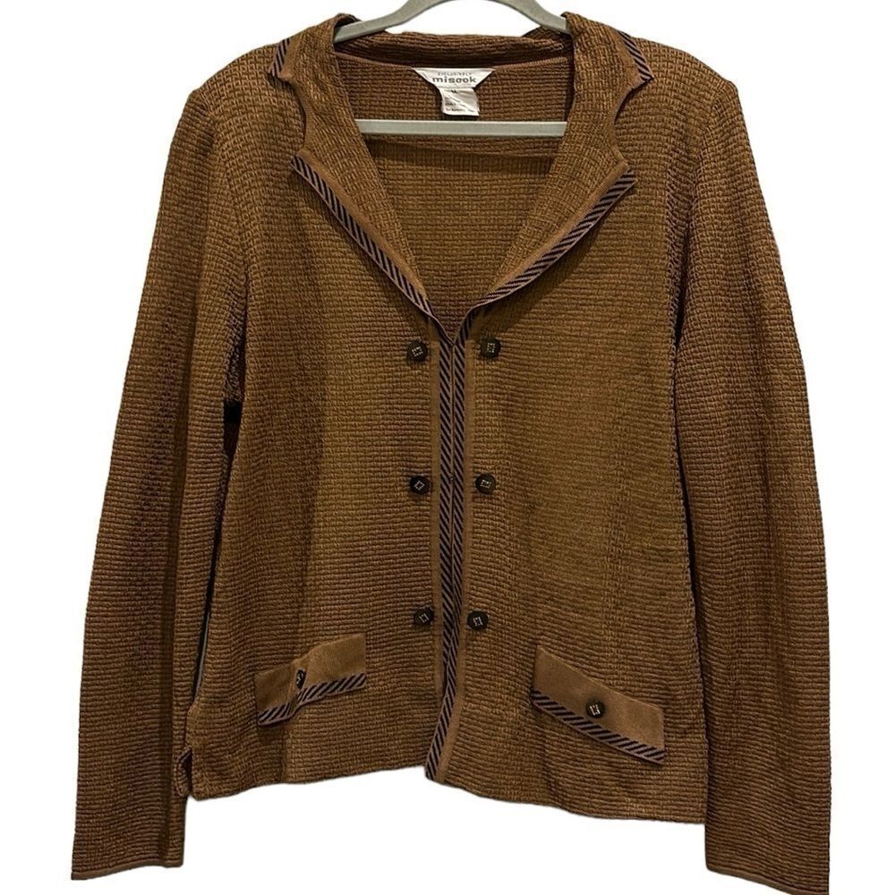 Misook Cardigan Sweater Blazer Bling Buttons Luxury M